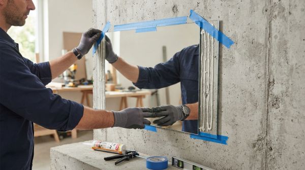Comment fixer un miroir sur du béton sans percer